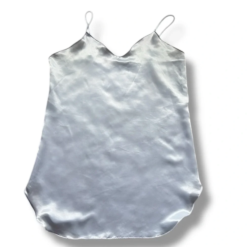 Vintage Silky Slip Chemise Spaghetti Straps Pale Blue Size M - Picture 5 of 5